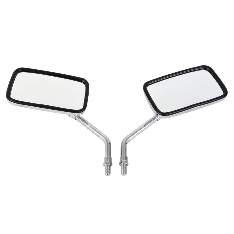 10 mm Bolt Chrome Motorcycle Universal Handlebar Rear view Side Mirrors Compatible with Harley Kawasaki Suzuki Aprilia Street Bike Cruiser Scooter Mirror SIZE: 125mm X 70mm (Chrome Silver)