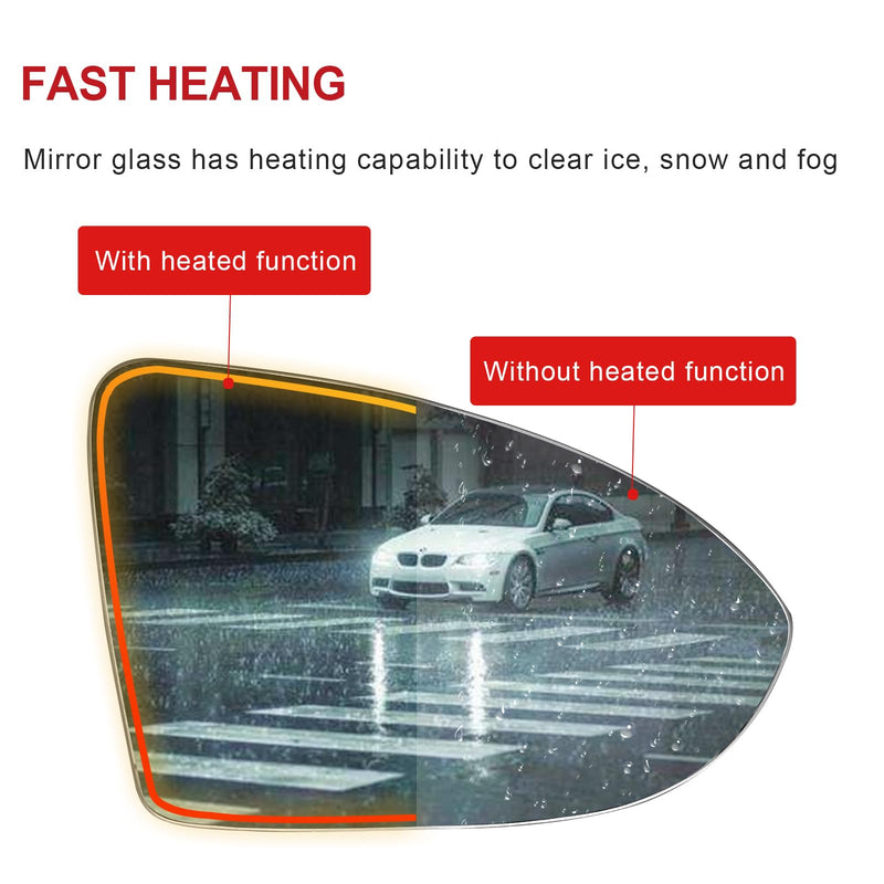 Passenger Side Heated Mirror Glass Compatible with Volkswagen VW Golf MK7, 2015-2021 Golf Golf GTI, 2015-2019 Golf R Golf SportWagen, 2017-2019 Golf Alltrack, 2019-2021 Jetta Mirror -With Rear Holder Right (Passenger Side)