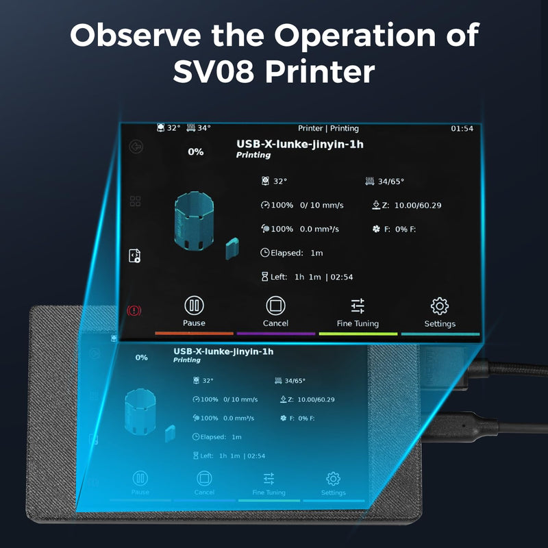 Sovol 5 Inch IPS50 HDMI Capacitive Touch Screen with Klipper Firmware and Desktop Stand for Sovol SV08 Sovol Zero 3D Printer