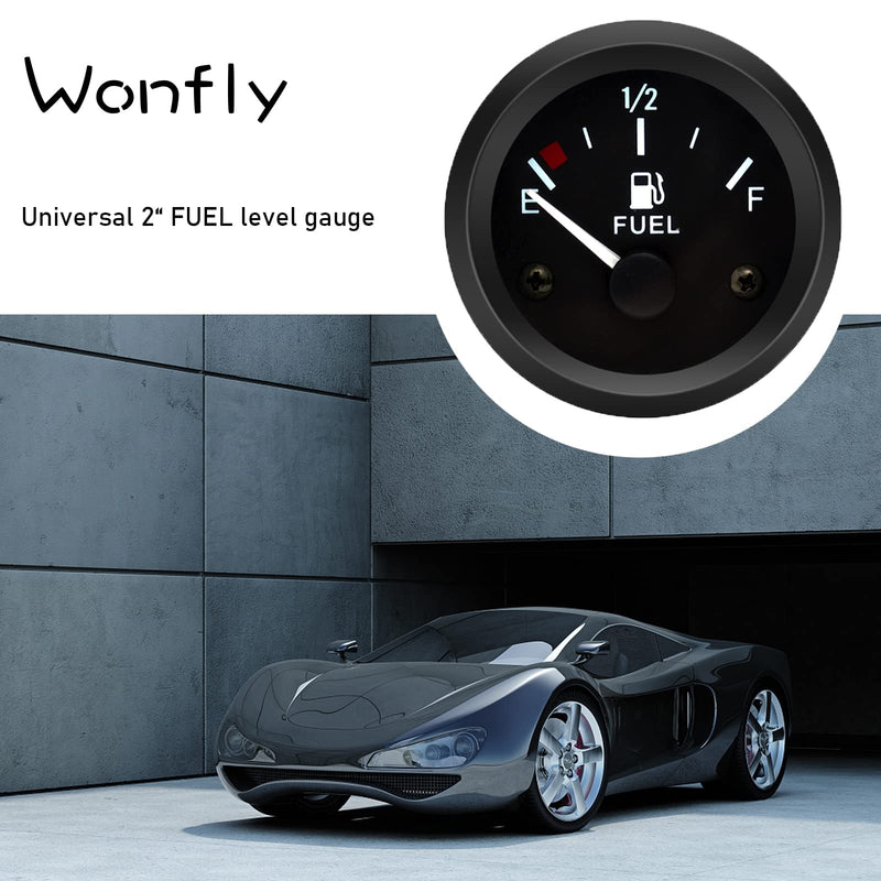 52mm Fuel Level Gauge, 2" E-1/2-F Pointer 12V, Universal Fuel Tank Meter with LED Backlight for Car RV Yacht Boat Motorcycle (White) white