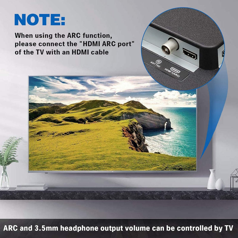 HDMI ARC Audio Extractor 192KHz Digital to Analog Audio Converter HDMI ARC Input SPDIF Optical to 3.5mm RCA Converter Optical Coaxial Stereo Adapter with 3 Mode Switch HDMI ARC Adapter 1