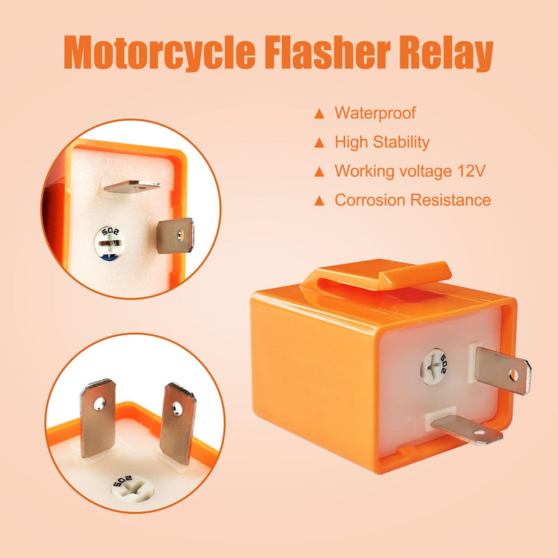 2Pcs 2-Pin 12V Speed Adjustable LED Electronic Flasher Relay Fix Motorcycle Turn Signal Hyper Flash Adjustable Motorcycle LED Turn Signal Hyper Indicator Flasher Relay Replacement