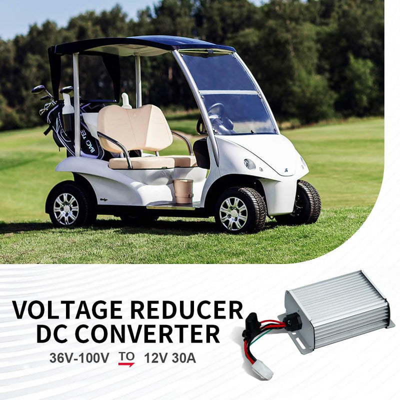DC-DC 96V 84V 72V 60V 48V 36V to 12V 30A 360W Step Down Converter Voltage Reducer Regulator with Fuse for Golf Carts, Headlights, Taillights, Solar Panels and Radios Aluminum
