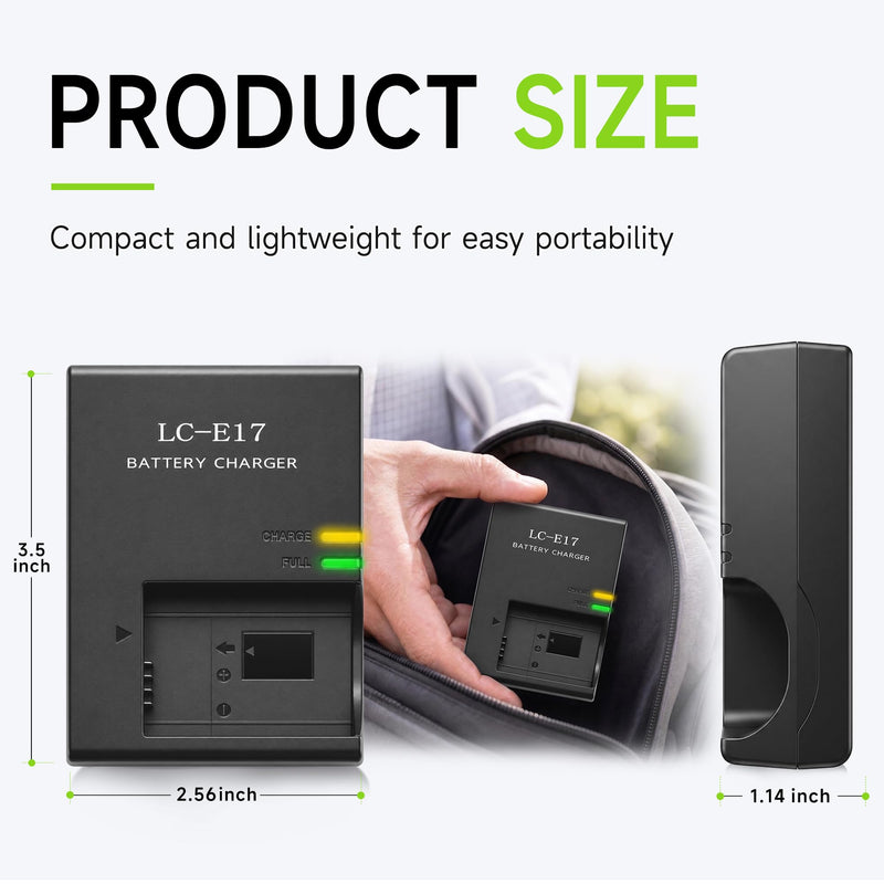 LC-E17 LC-E17E Charger Replacement for Canon EOS RP R10 Rebel T7i T6i | Smart camera battery charger for LP-E17 EOS Rebel T6s, SL3, SL2, EOS 77D, 200D, 250D, 750D, 760D, 800D, 850D