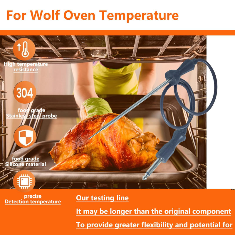 Wolf Oven Temperature Probe 318601302 26in Food-Grade Silicore Wire & 304 Stainless Steel, High Accuracy +/-0.05% Genuine Replacement for Model 5304503737