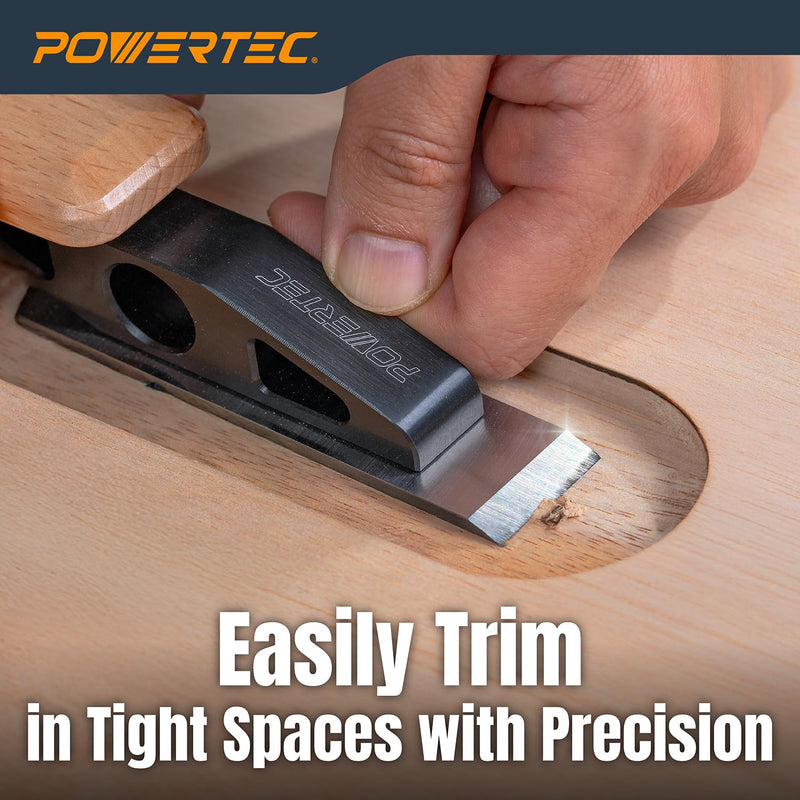 POWERTEC Chisel Plane with Flat Blade – Compact Edge Trimming Tool for Woodworking, Plug Trimming, Joinery Cleanup – Includes Wrench (72162) Chisel Plane w/Flat Blade