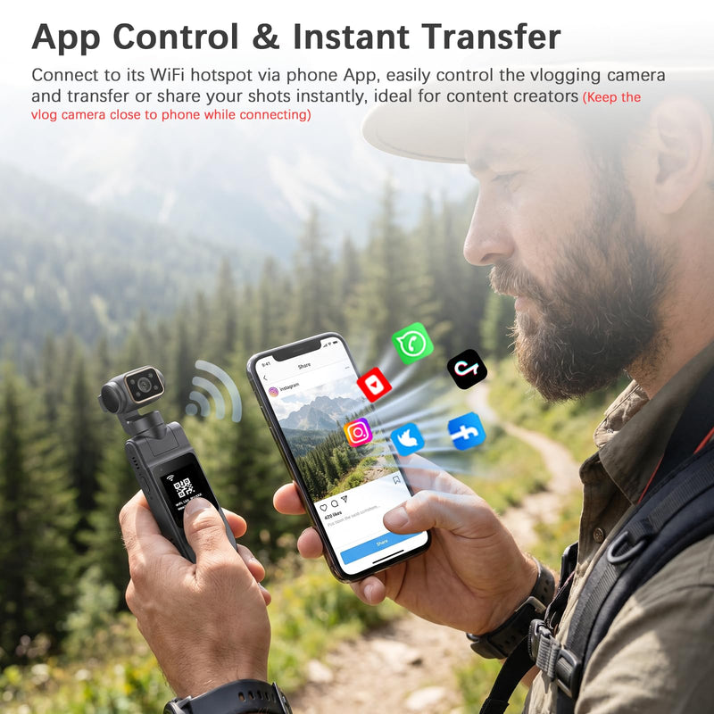 FHD 1080P WiFi Body Cameras with Audio and Video Recording | Mini Action Camera for Vlogging, Personal Body Mounted Video Camera for Sports with Long Battery Life and Night Vision