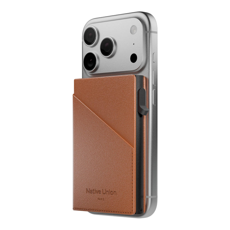 Native Union Slide Card Wallet – MagSafe Compatible for iPhone – RFID Blocking Smart Card Holder for Men – Ultra Slim Recycled Leather with 1-Handed Slide Access – Holds up to 6 Cards (Tan) Tan