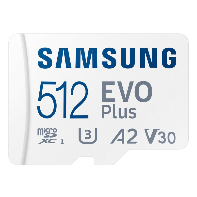 SAMSUNG EVO Plus microSD Memory Card + Adapter, 512GB microSDXC, Speeds Up to 160 MB/s, UHS-I, C10, U3, V10, A3, Upgrade Storage for Phones, Tablets, Gaming Consoles, DSLR Cameras, PCs, MB-MC512SA/AM 512 GB