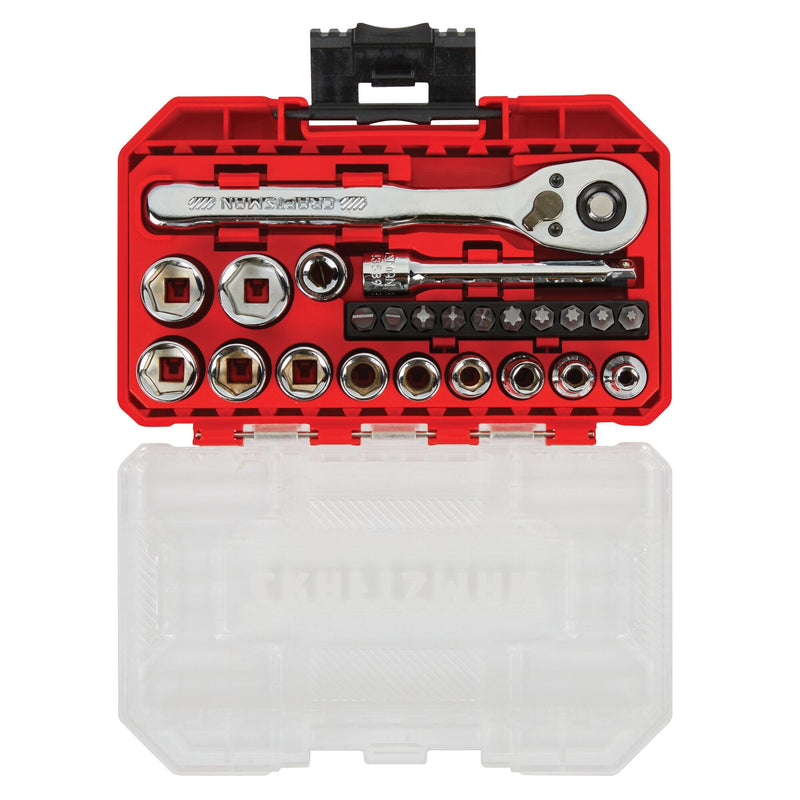  [AUSTRALIA] - CRAFTSMAN Socket Set, 24-Piece, 1/4 Inch Drive, Metric, Includes Storage Case (CMMT12110LZ) NEW MM Set