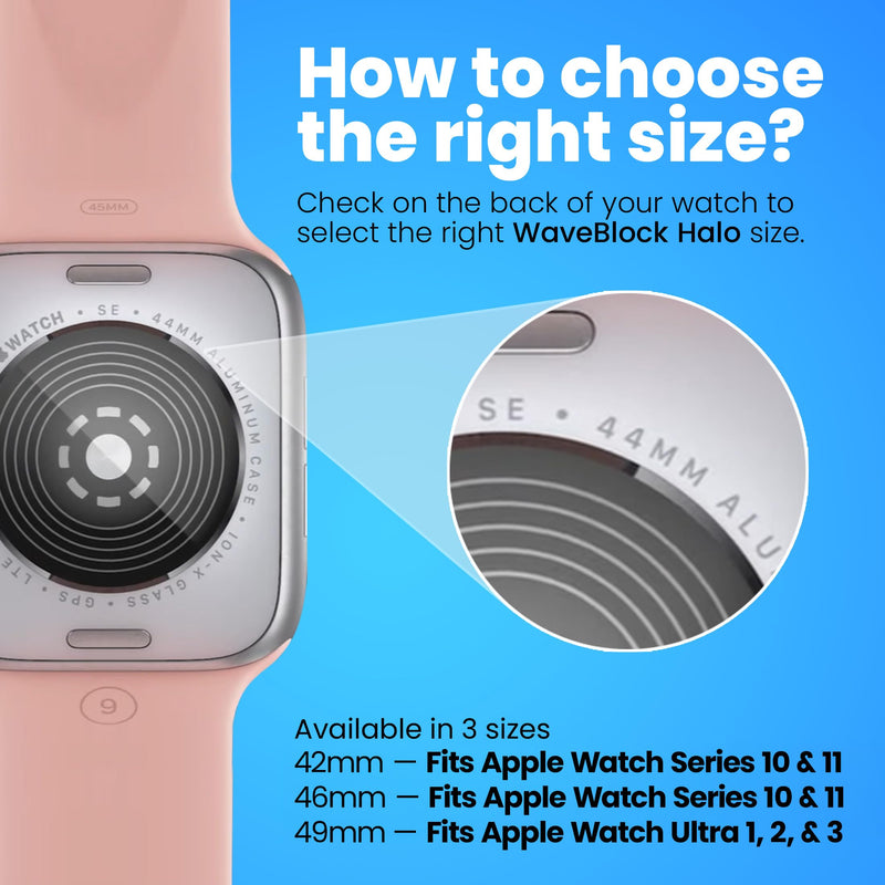 EMF Protection Apple Watch Bumper Case 49mm Ultra 1, 2 & 3 WaveBlock Halo | Up to 84% EMF Reduction, Patented Blocker Technology, FCC Lab Tested, Charge & Heart-Rate Sensor Compatible, Soft Silicone Ultra 1, 2 & 3 (49 mm)