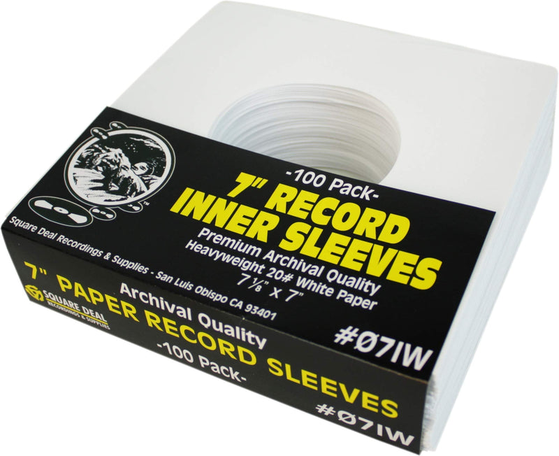 (200) Archival Quality Acid-Free Heavyweight Paper Inner Sleeves for 7" Vinyl Records #07IW 200