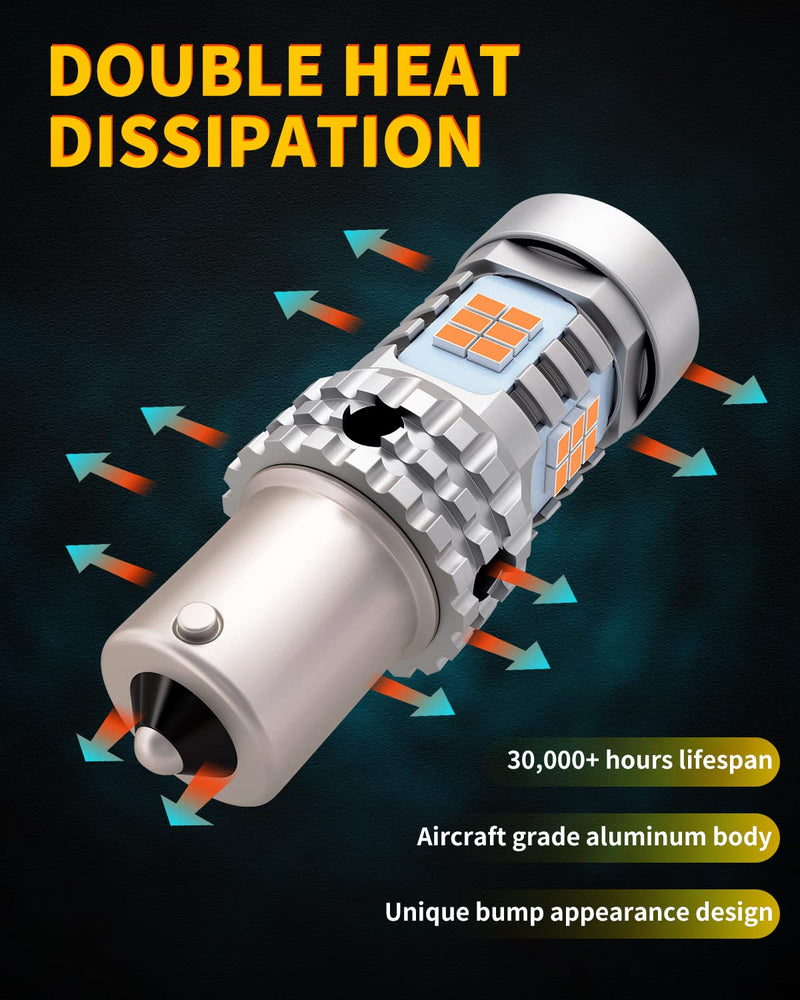 AUXLIGHT 7507 1156(150°) BAU15S LED Bulbs Extremely Bright PY21W 12496 7507AST 2641A Replacement for Turn Signal Lights, 2200K Amber Yellow (Pack of 2) 7507/BAU15S