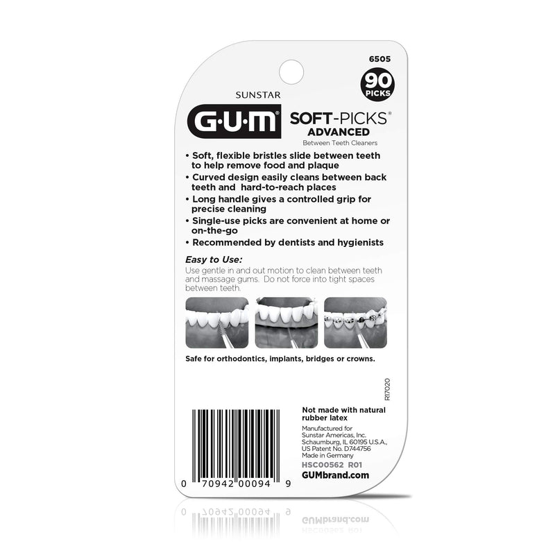 GUM Soft-Picks Advanced – Easy-to-Use Interdental Picks for Plaque Removal & Gum Health with Convenient Carry Case, Dentist Recommended, 90 Count (Pack of 4) 360 Total 360 Count Dental Picks