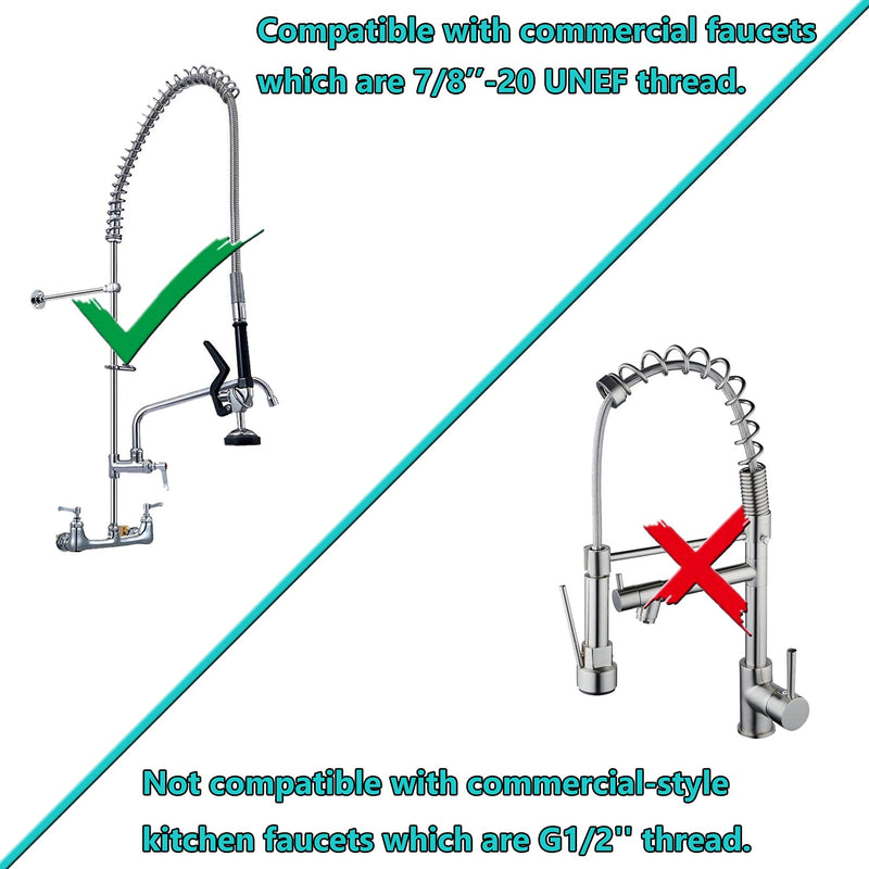 Commercial Sink Sprayer Replacement, Commercial Sink Pre Rinse Faucet Spray with Handle Grip Assembly,1.28 GPM High Pressured Dish Sprayer for Replacement Kit,Grey