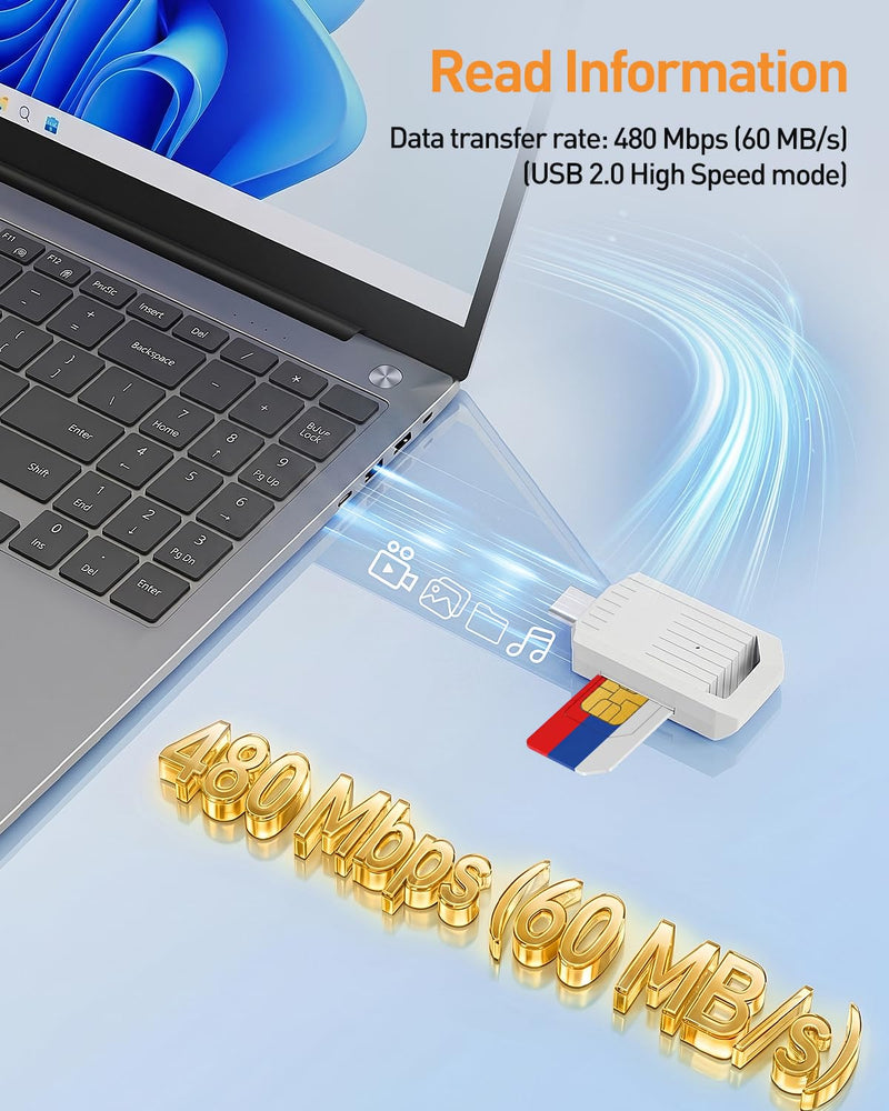 USB C SIM Card Reader, Type-C to SIM Adapter for Windows Laptop/PC, Read & Backup Contacts/Messages, Compatible with Nano/Micro/Standard SIM Cards