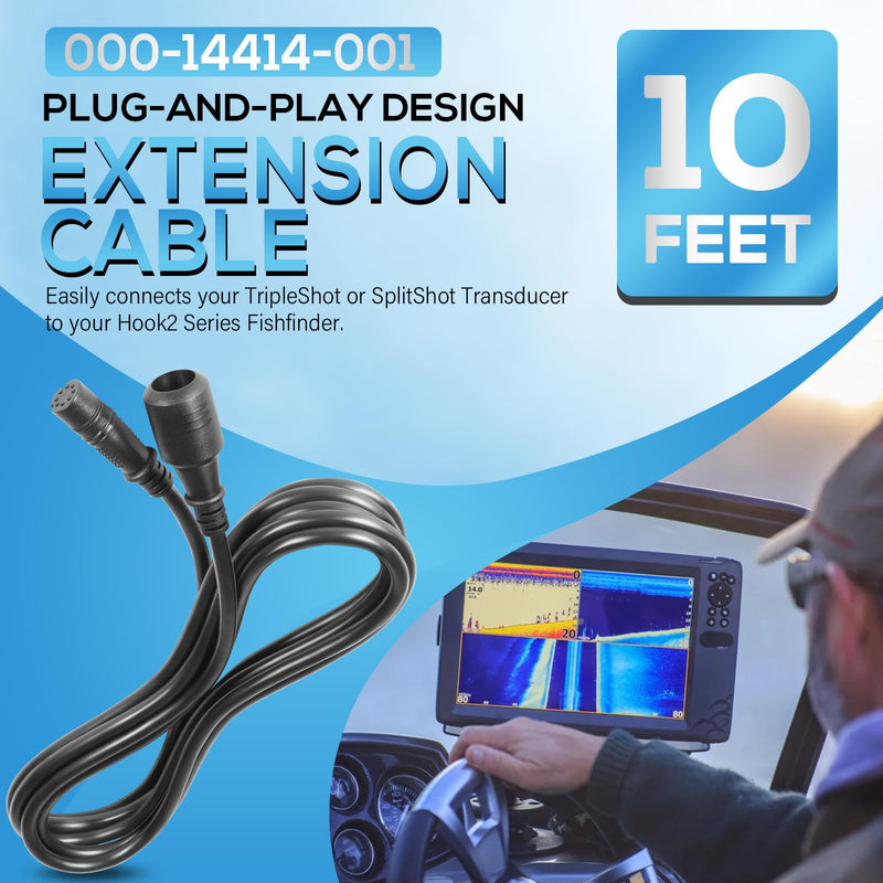 Bonbo 000-14414-001 Extension Cable 10' for Lowrance TripleShot/SplitShot Transducer for Lowrance HOOK2 Series Fishfinder (10FT)