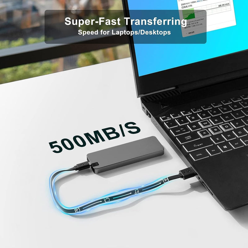 5-Star Aluminum Portable External Solid State Drive SSD 2TB, Read up to 500MB/s, USB-C, USB A 3.2 Gen 2, Waterproof, Dustproof (IP68), Shockproof, Pressure Resistant