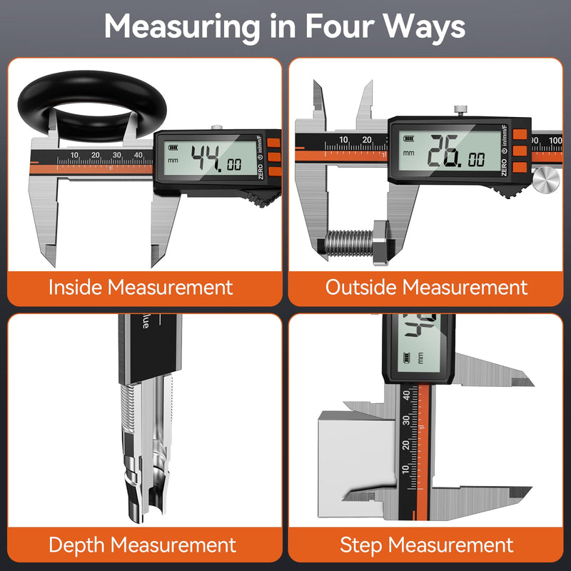 Preciva Digital Caliper - Rechargeable Stainless Steel Micrometer with IP54 Protection | Auto-Off, Large LCD Screen & Inch/Metric Conversion | Precision Measuring Tool 6Inch/150mm