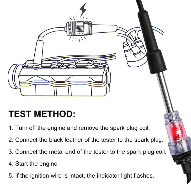 2PCS Inline Spark Plug Tester, Straight Boot Engine Ignition Coil Tester, Internal/External Engine Checker Armature Diagnostic Detector for Automobile Motorcycle Lawn Mower 2PCS