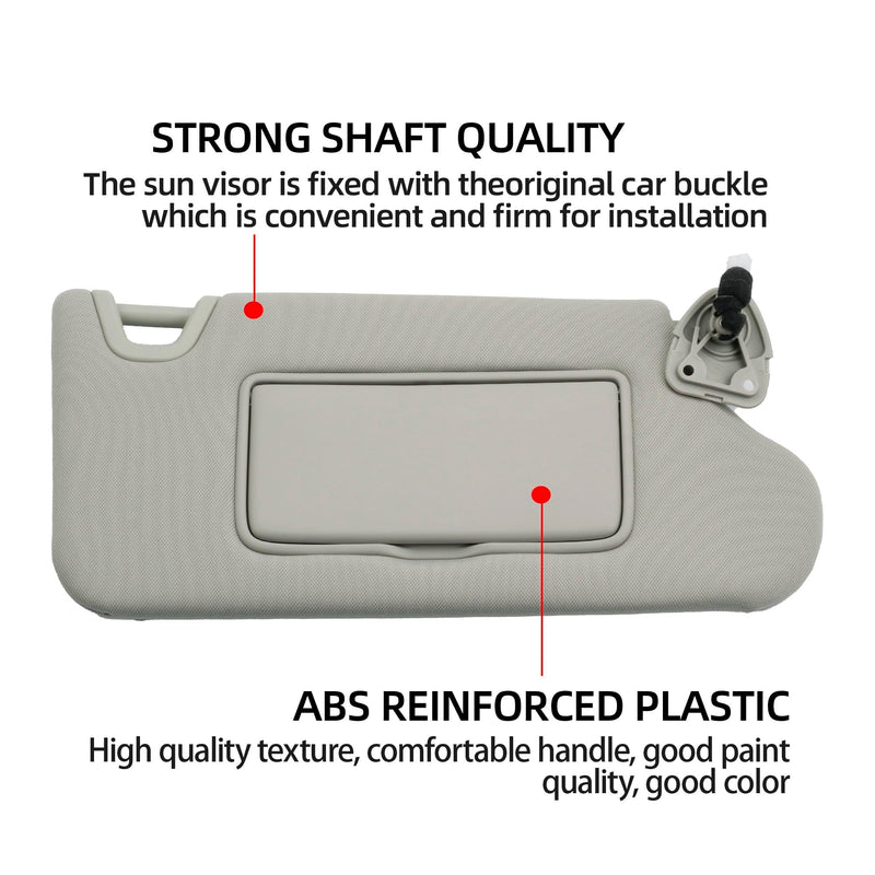 Dasbecan Gray Right Passenger Side Sun Visor Compatible with Nissan Altima 2013-2018 with Mirror and Vanity Light Without Sunroof Replaces# 96401-3TA2A Right Gray