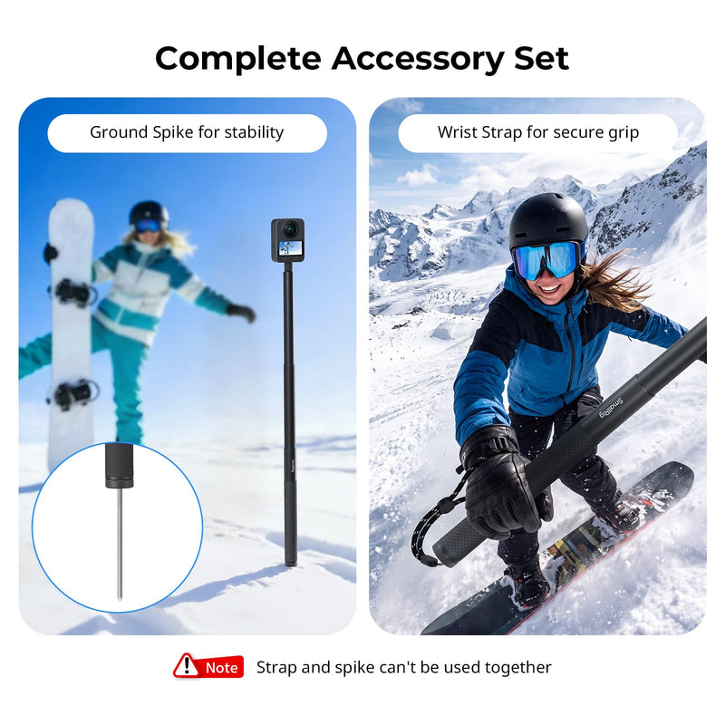 SmallRig Extendable 47in/3.9ft Invisible Selfie Stick for 360 Camera | Portable Stick Pole for Insta360 X5/X4/X3, for DJI OSMO 360, with 1/4"-20 Screw/Hole, Stake, Lanyard, Anti-Slip Handle - 6319