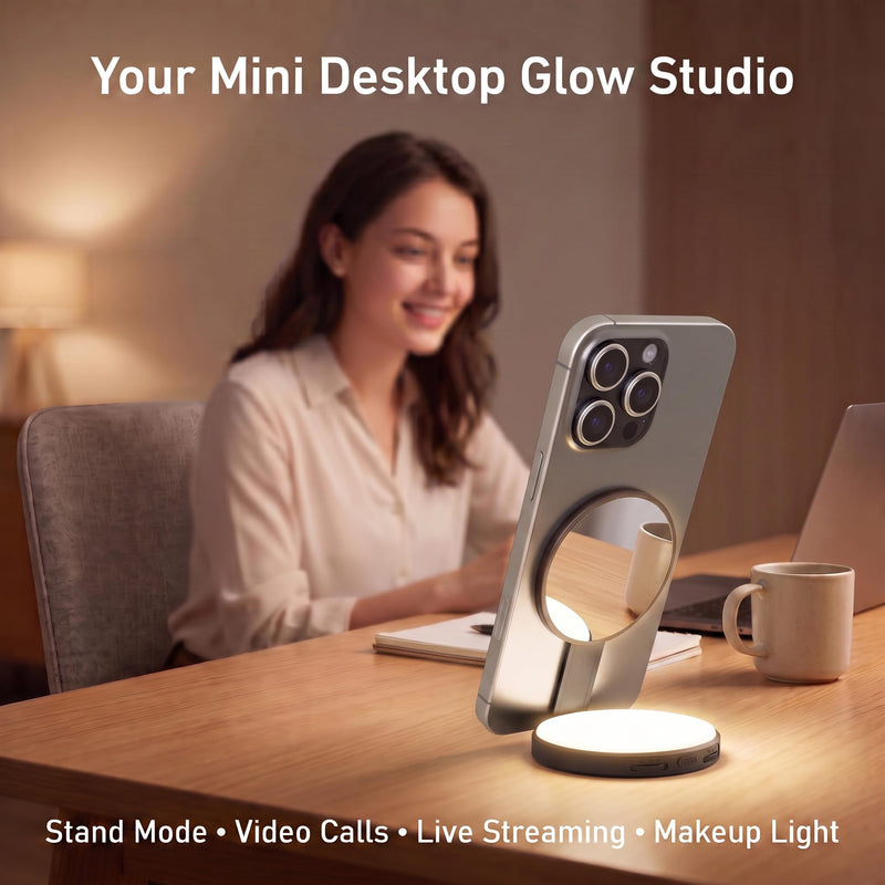 Magnetic Selfie Light, LED Phone Ring Light for iPhone MagSafe, Portable Magnetic Phone Fill Lights for Selfies TikTok Video Call Makeup Photography YouTube Vlog - Black