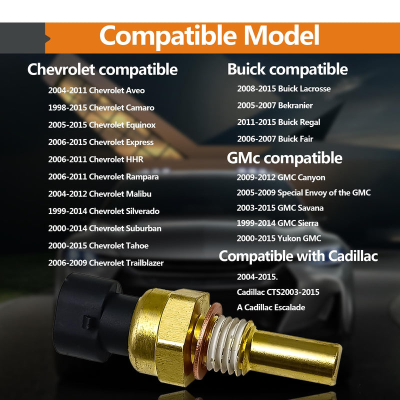 Engine Coolant Temperature Sensor Compatible with Chevy Avalanche Impala Trailblazer Suburban 1500 2500 HD Express Silverado GMC Envoy Sierra Yukon Savana Saturn OEM 213-4514 213-4333 19236568
