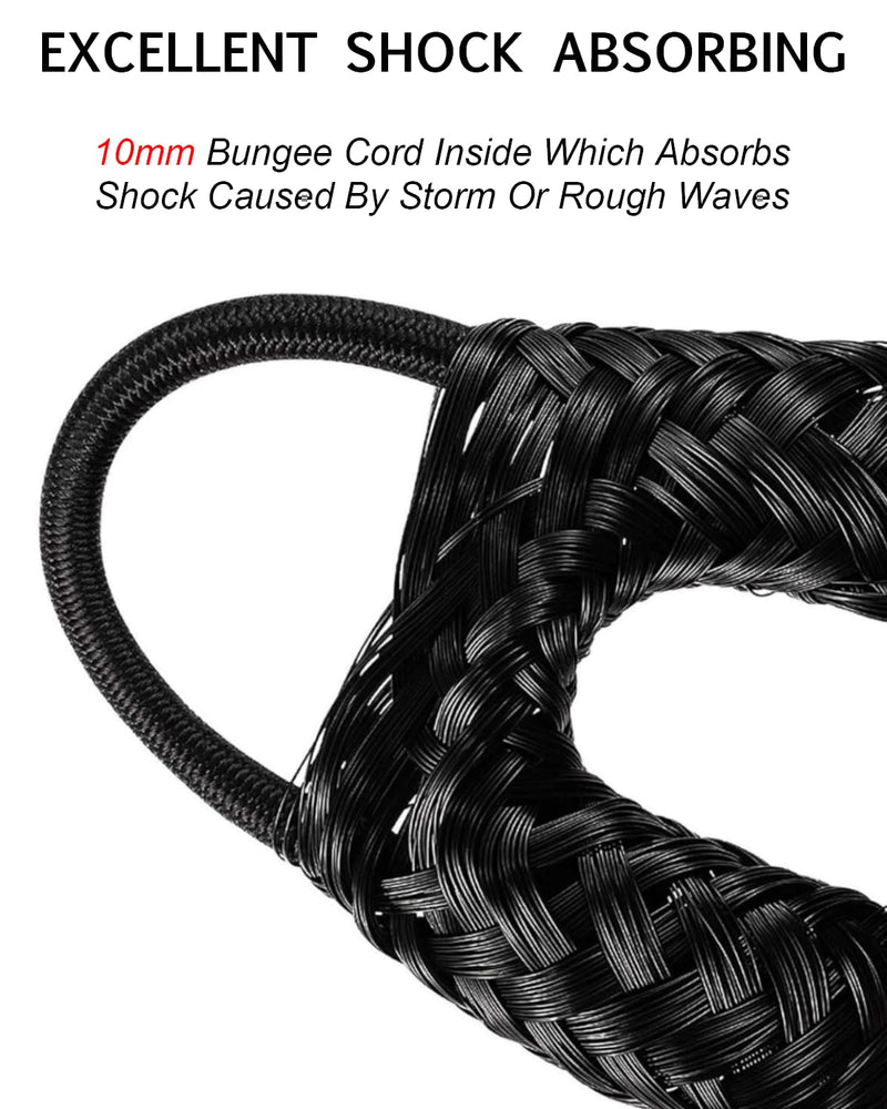 Geelu 2.5FT Bungee Dock Line 2PCS Boat Fender Ropes Use with Fenders, Buoys Or for Docking Pontoons Boat Accessories for Boats,Jet Ski, Seadoo, Yamaha (Black, 2.5Feet) Black