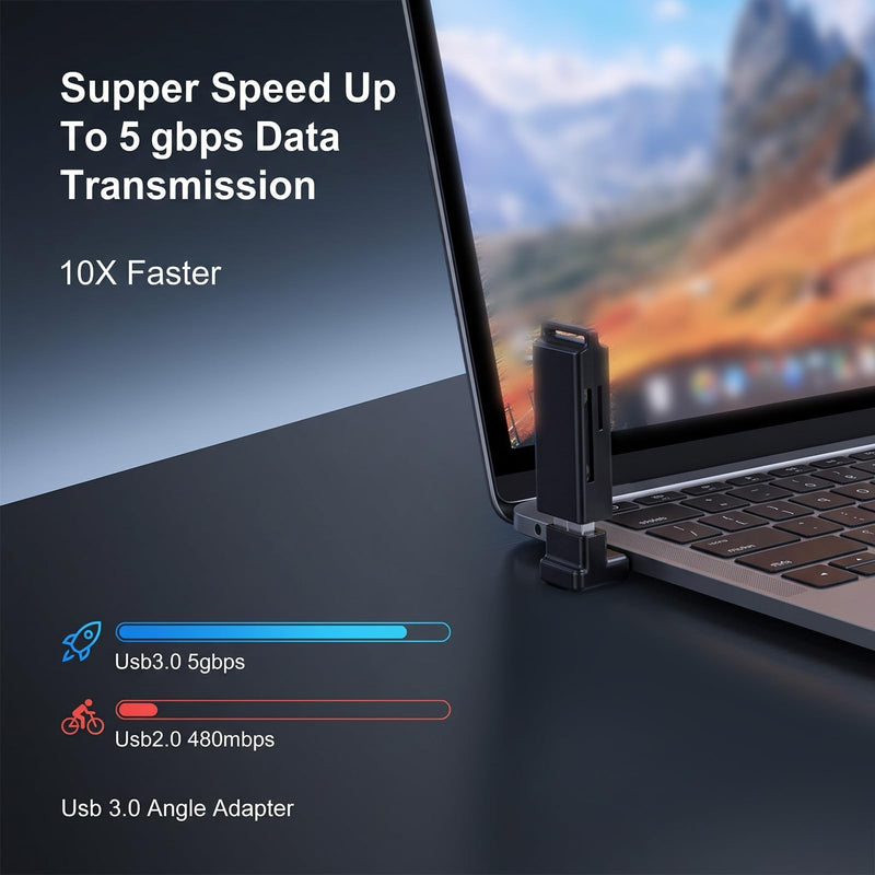 4 PCS USB 90 Degree Adapter, 10Gbps USB 3.1 Male to Female Adapter Up Down Left Right Right Angle USBCable Extension Connector L Shape On The Go (OTG) Connector Extender for Laptop, Mouse, Keyboard