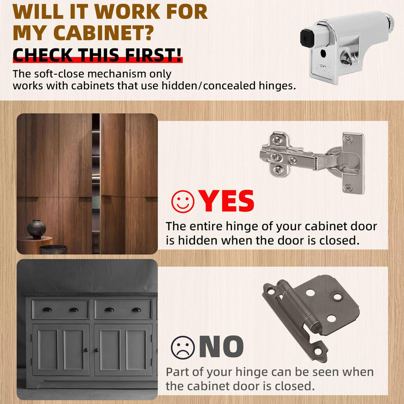 15 Pcs Soft Close Cabinet Door Damper, Universal Soft Close Door Dampers for Cabinet Doors/Wardrobe/Kitchen/Bookcases, Hydraulic Cabinet Buffer Damper, Silent door closing, with self-Closing Mechanism 15-PACK