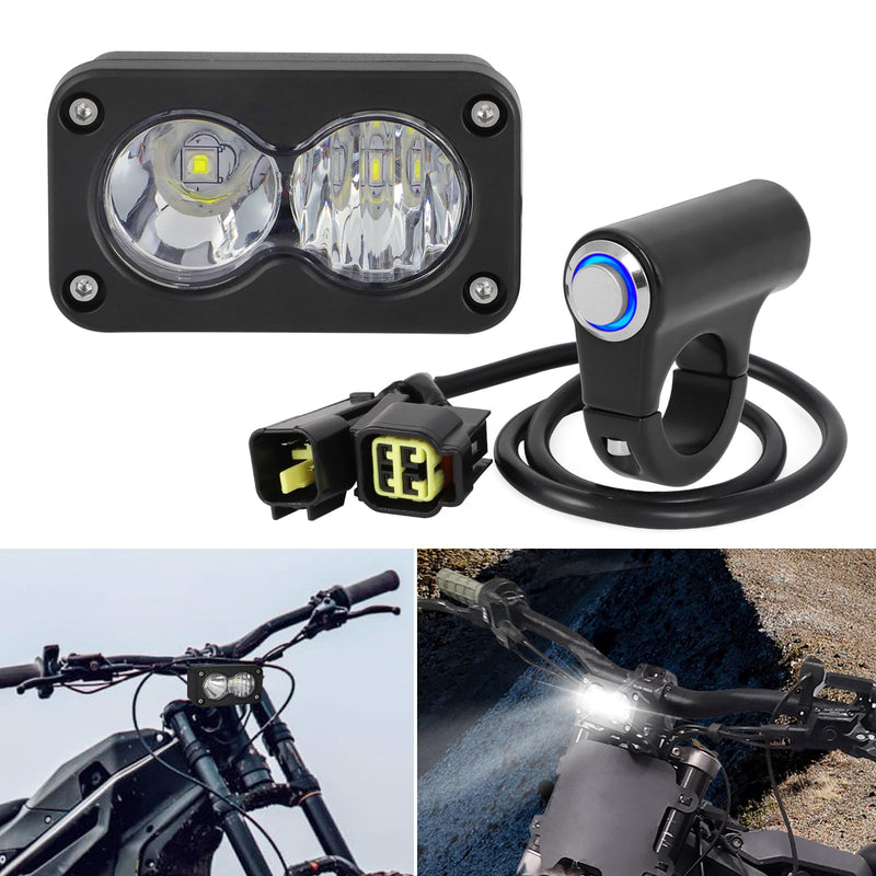 Dirtbike Headlight Kit for Sur-Ron Segway X260 Talaria Sting R MX4 PC Lens Motorcycle Light Bar Led Headlamp with Blue Light Switch White Upgraded white light