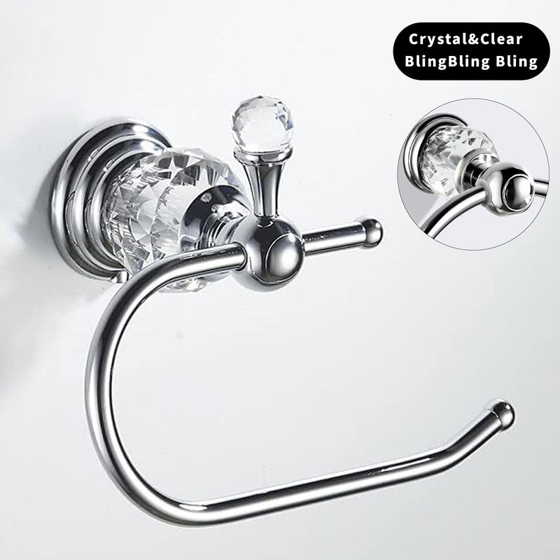 Silver Crystal Toilet Paper Holder, Chrome Bathroom Toilet Paper Roll Hanger Wall Mounted, Modern Toilet Tissue Holder Bathroom Accessory Silver
