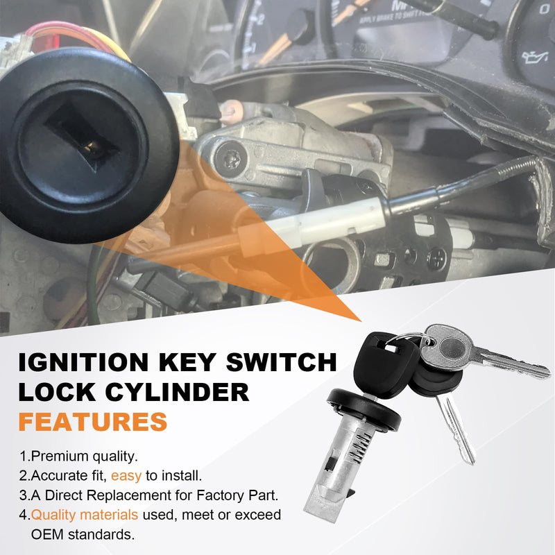 924-796 Ignition Lock Cylinder W/2 Chip keys With On-Board Programming For 2007-2014 Chevy Silverado1500 2500 3500 Suburban Tahoe Avalanche, GMC Sierra Yukon Denali,Express Savana 08-14,Cadillac&Buick