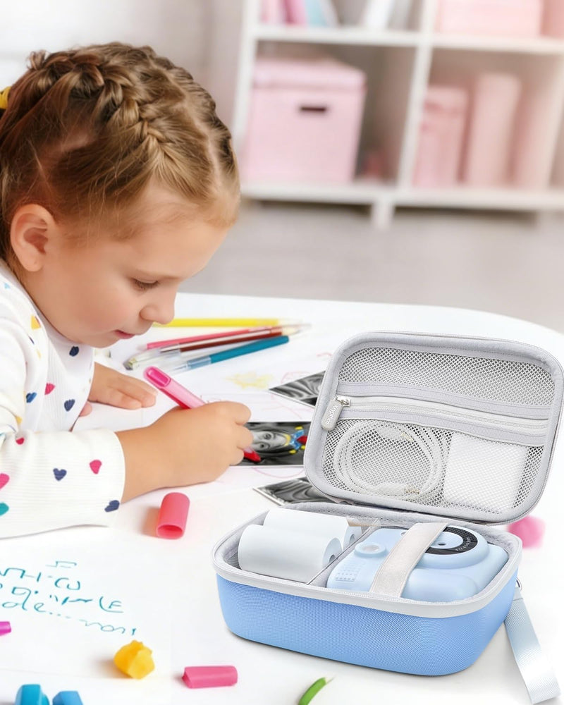 Krypthos Kids Instant Print Camera Case for Dylanto for ESOXOFFORE (Blue) | Compatible with ESOXOFFORE, Dylanto, DUDUDRAGON, Zostuic, Gofunly, Cimizi, Paper Storage, Shockproof, Durable, Easy to Carry Blue