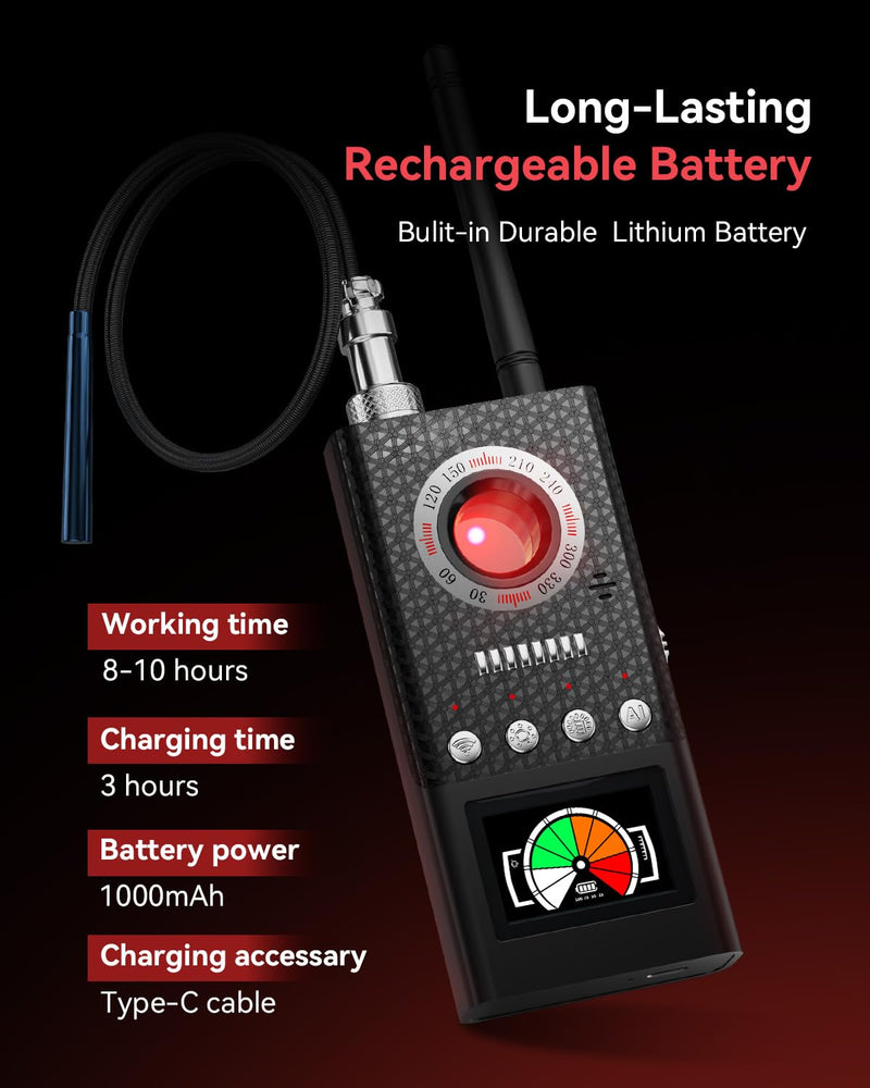 Hidden Camera Detectors GPS Tracker Detector Portable Bug Detector with Auto Detection for Travel, Hotel Safety