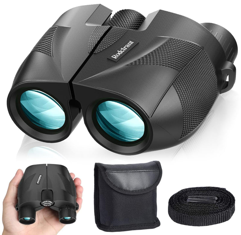 20x25 Compact Binoculars for Adults High Powered and Kids,Waterproof Binoculars for Hunters with Low Light Vision,Easy Focus Bird Watching for Adults Outdoor Hunting Travel Black