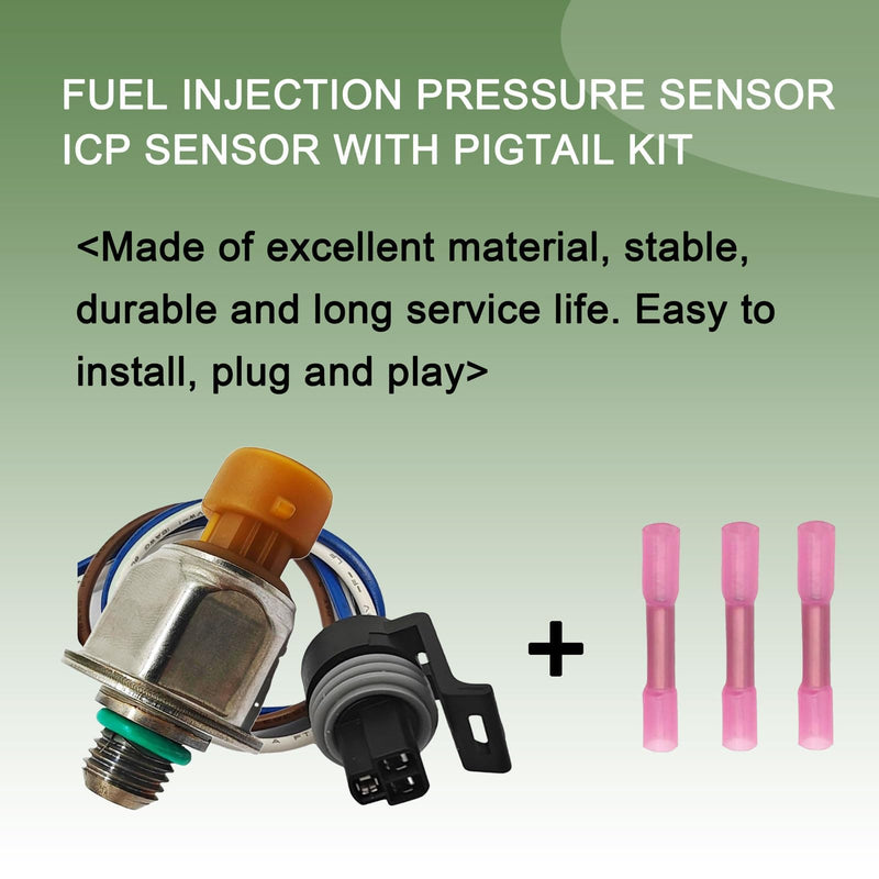 Fuel Injection Pressure Sensor ICP Sensor with Pigtail Kit Compatible with 04-10 6.0L Ford Powerstroke Diesel E-350 E-450 Excursion F-250 F-350 F-450 F-550 F-750 Replace 1845428C92 4C3Z9F838A