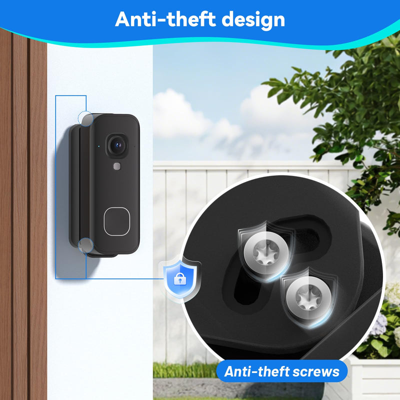 Adjustable Doorbell Mount Compatible with Blink New-est 2026 Battery Doorbell 2K+, 40°-140° Left/Right Swivel Doorbell Camera Mount, Wide Viewing Angle Bracket for Home/Apartment - Black