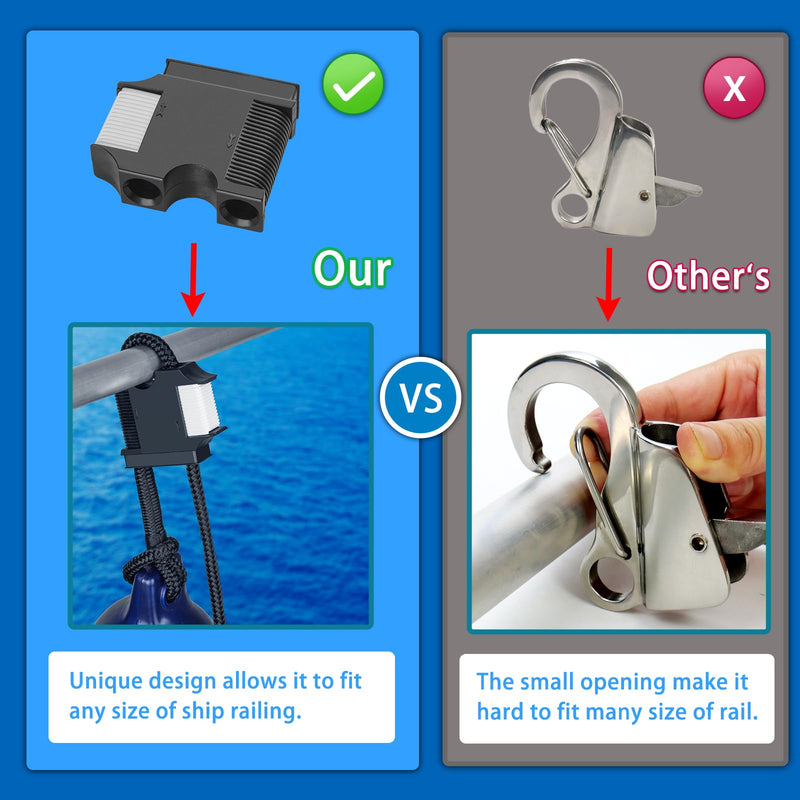 Huntury Boat Fender Hanger, Boat Rail and Cleat Fender Clips, Quick Connect and Release Fender Lines, Boat Bumper Adjuster Pack Of 2