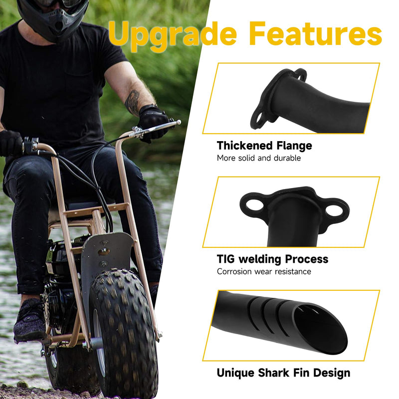 HIAORS 212cc Exhaust Pipe Jet Kit Compatible with Predator 224cc 196cc Mini Bike Coleman CT200U BT200X CT200U-EX Baja Warrior MB200 Axis M200 GX200 6.5hp Clone Engine KT196 Go Kart Performance Parts A-Black