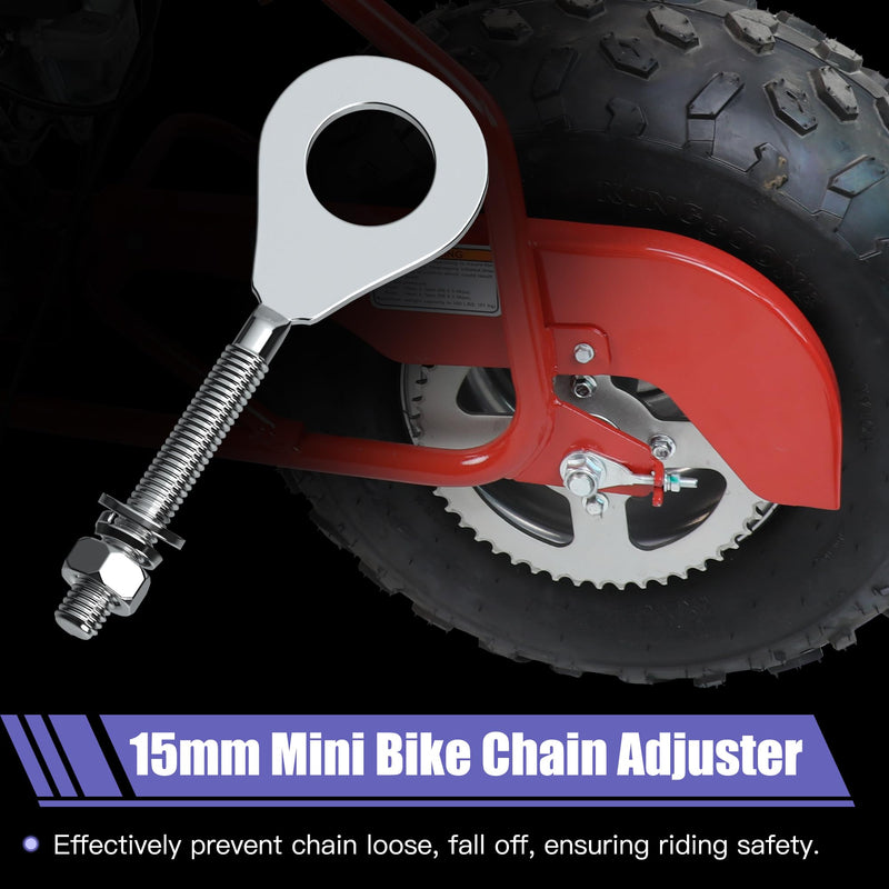 14mm 290mm Mini Bike Rear Wheel Axle Nut Kit with 6202RS Rear Bearing Compatible with Coleman CT200U-EX BT200X 196CC 200CC 6.5HP Mini Bike Powersports Accessories Parts 15mm Chain Adjuster 290mm rear axle