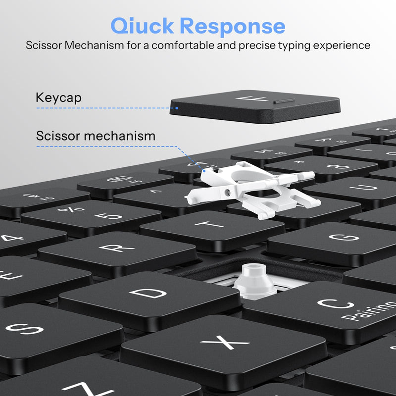 OMOTON Wireless Keyboard for Mac, USB-C Rechargeable, Bluetooth ONLY | No Number Pad, Ergonomic Tilt, 14 macOS Hotkeys, For Backpack Travel Home Office, for MacBook/iMac/Mac mini/Neo, Ink Black