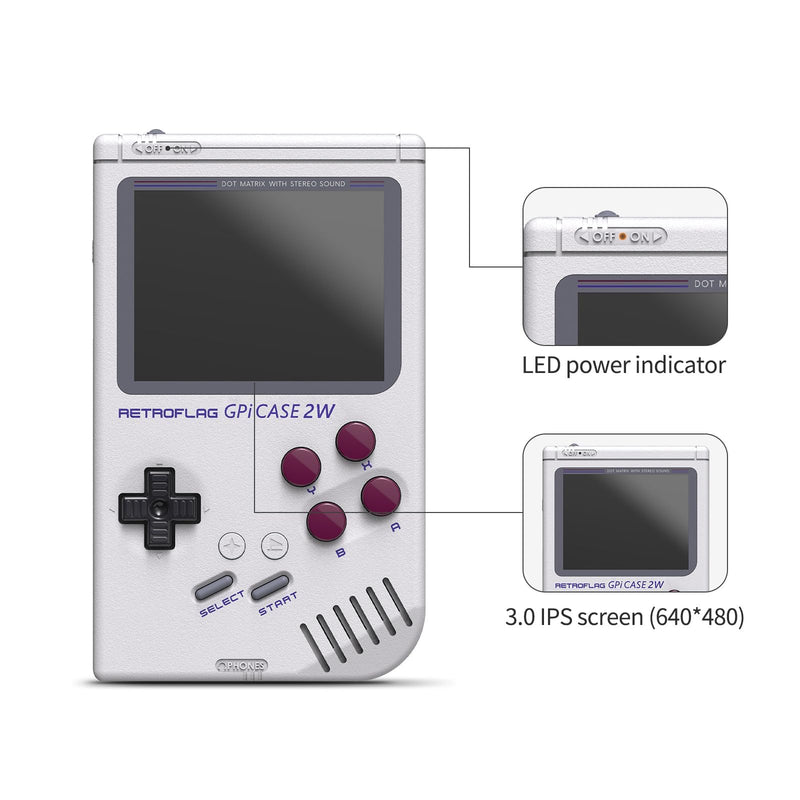 AKNES Retroflag GPi CASE 2W for Raspberry Pi Zero/Zero W /2W, 3" IPS LCD | Retro Gaming Handheld Case, Rechargeable for Long Play, Hotkey & Turbo Button, Easy DIY Install, No Soldering