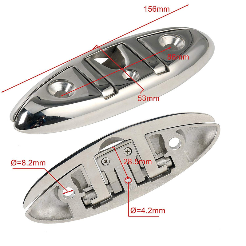 Amarine Made Pair of 6" Stainless Folding Cleat, Flip-up Dock Cleat Retractable Cleats-Enhance Safety and Appearance of Any Boat