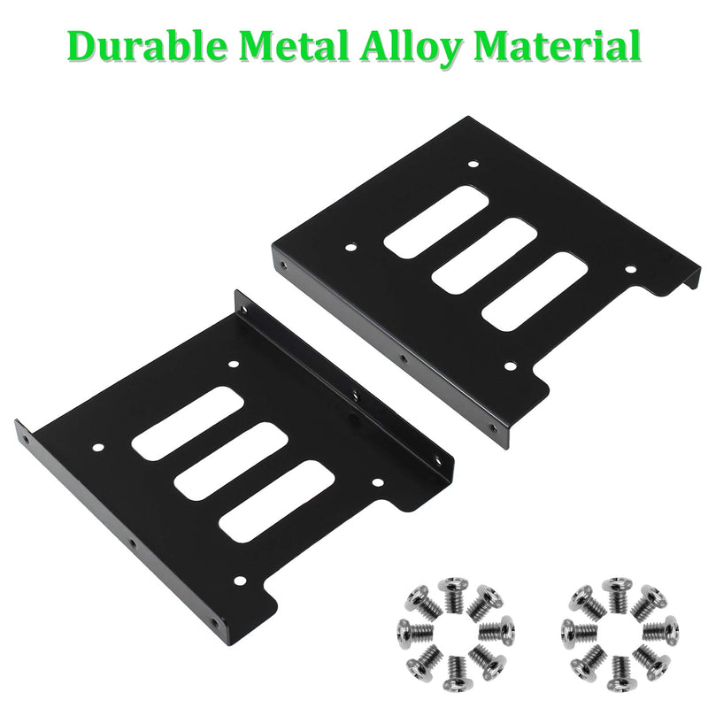 2Pcs 2.5" to 3.5" SSD HDD Hard Disk Drive Bays Holder Metal Mounting Bracket Adapter with Screws & Screwdriver for PC Pack of 2