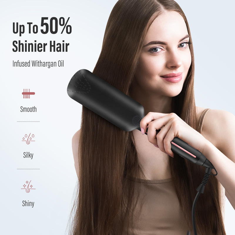 Extra Wide Plate Hair Straighteners, 5cm Wide Ceramic Coating Straighteners, 6 Temperature Settings Fast Heating, Digital Display, Automatic Power Off, Portable Small Hair Straighteners for Woman
