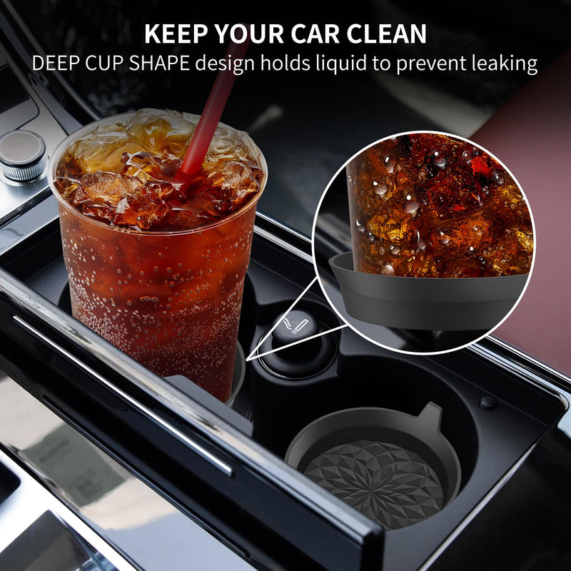 ME.FAN Car Cup Coasters [4 Pack] Silicone Cars Coasters - Universal Non-Slip Recessed Interior Accessories - Cup Holder Inserts Black 4pack-black