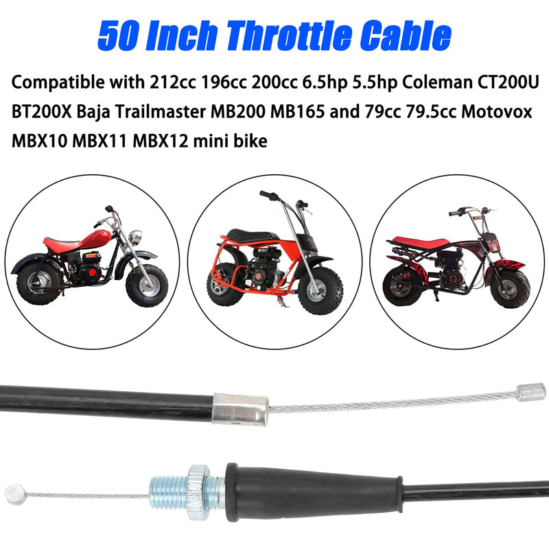 YOXUFA Mini Bike Throttle Kit Replacement for Coleman Minibike CT200U CT200U-EX BT200X Baja DB30 Warrior MB200 Predator 212cc Motovox 196cc 200cc 6.5hp Engine Parts 22mm 7/8 Handle Grip Accessories black