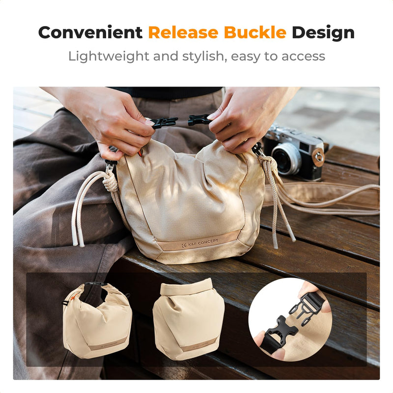 K&F CONCEPT Camera Sling Bag Small Compact Case | Cute Soft Camera Pouch, Handbag, for Urban Street Photography, BS05 02-Beige